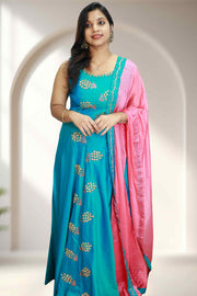 Silk Churidar with Beads & Stone Work
