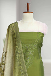 Silk Churidar Material with Embroidery & Stone Work