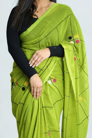 Malcotton Saree – Floral Thread Work