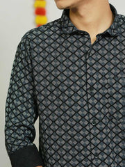 Casual Printed Shirt - Satin Cotton, Full Sleeve 428/-