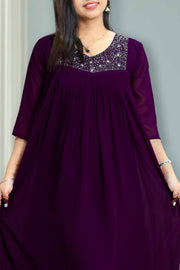 Georgette Flared Top with Cut Beads Work