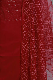 Silk Churidar Material – Floral Elegance with Sequence Detailing
