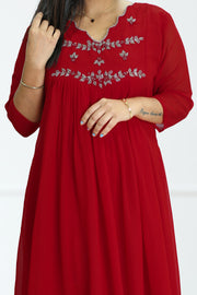 Flared Georgette Kurti – Cut Bead & Sequins Work