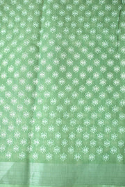 Linen Saree with Batik Design & Tassel Finish