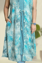 Overcoat Top – Floral Print with Smocking Design