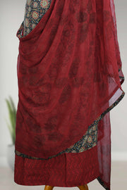 Cotton Churidar Material – Floral Print with Button Work