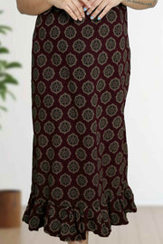 Ajarak Print Cotton Night Dress – V Neck & Puff Sleeve