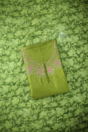 Silk Churidar Material – Floral Thread Work with Sequins