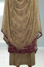 Cotton Churidar Material with Floral Print & Button Work