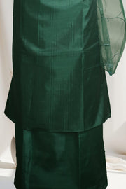 Silk Churidar Material –  Floral Thread & Sequins Work