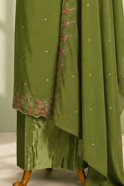 Georgette Churidar Material – Golden Floral Thread & Stone Work