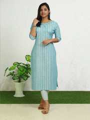 "Elegant Cotton Kurti with 3/4th Sleeves & Round Neck - ₹283"