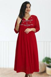 Flared Georgette Kurti – Cut Bead & Sequins Work