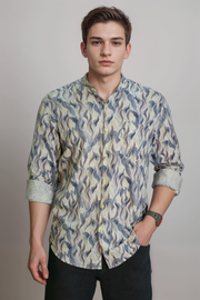 DOT & BLUE Men’s Casual Shirt – Printed Elegance