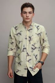 DOT & BLUE Men’s Casual Shirt – Printed Elegance
