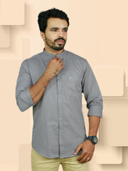 Stylish Satin Cotton Casual Shirt with Chinese Collar - ₹498