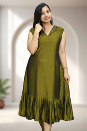 A-Line Kurti in Soft Silk with Embroidery Work
