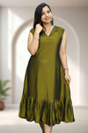 A-Line Kurti in Soft Silk with Embroidery Work