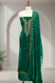 Fendy Churidar Material with Golden Embroidery & Sequins Work