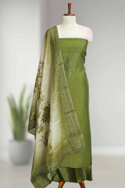 Silk Churidar Material with Embroidery & Stone Work