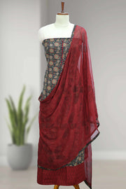 Cotton Churidar Material – Floral Print with Button Work