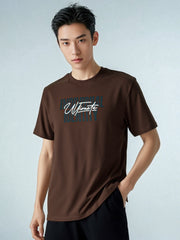 Hog & Fog Round Neck T-Shirt with Front Letter Print
