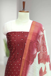 Silk Churidar Material with Lace & Mirror Work