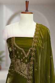 Fendy Churidar Material with Golden Embroidery & Sequins Work