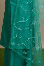 Silk Churidar Material –  Floral Thread & Sequins Work