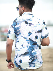 Men's Regular Fit Satin Cotton Printed Half Sleeve Casual Shirt