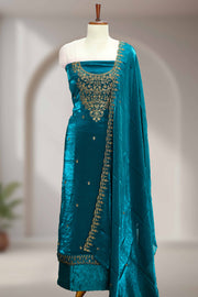 Fendy Churidar Material with Golden Embroidery & Sequins Work