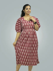 Cotton Printed Puff Sleeves Women's Feeding Nighty with Concealed Zipper - only 499/-