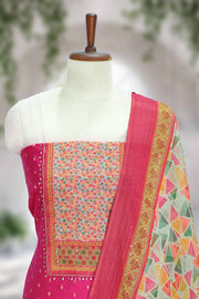 Silk Churidar Material with Print & Box Work