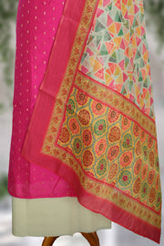 Silk Churidar Material with Print & Box Work