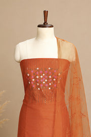 Silk Churidar Material –  Floral Thread & Sequins Work
