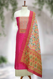 Silk Churidar Material with Print & Box Work