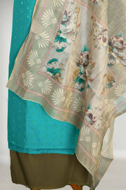 Silk Churidar Material with Print & Box Work