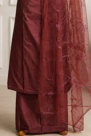 Silk Churidar Material –  Floral Thread & Sequins Work