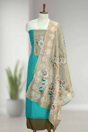 Silk Churidar Material with Print & Box Work