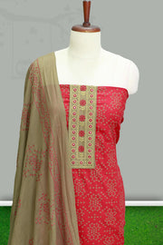 Graceful Cotton Churidar Material – Floral Elegance with Sequin Touch