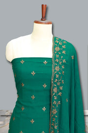 Silk Churidar Material-Embroidered Floral Charm
