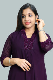 Georgette Flared Top with Thread & Glitter Work