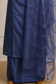 Silk Churidar Material –  Floral Thread & Sequins Work