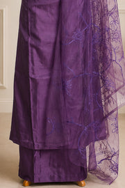 Silk Churidar Material –  Floral Thread & Sequins Work
