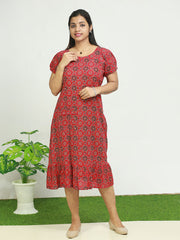 🌟 Cotton Frock with Ajrakh Print - Only ₹369! 🌟