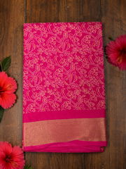 Traditional Bandhani Print Saree with Metallic Zari Trim