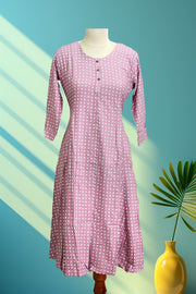 Rayon Printed Button Work Long Top