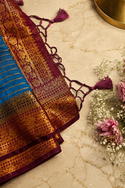 Motif Stripe Georgette Saree