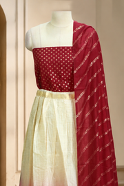 Traditional Gold Check Silk Dhavani Set
