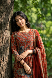 Kalamkari Grace Cotton Churidar Set